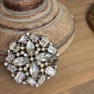 Vintage Clear Rhinestone Brooch -Mid Century